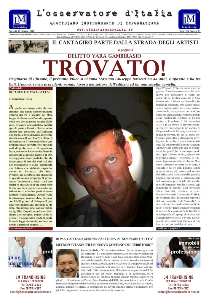 L'osservatore d'Italia edizione del 17 Giugno 2014